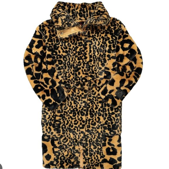 Nike Jordan Court-to-Runway Leopard Convertible 2-in-1 Faux Fur Jacket Sz Small - Picture 3 of 9